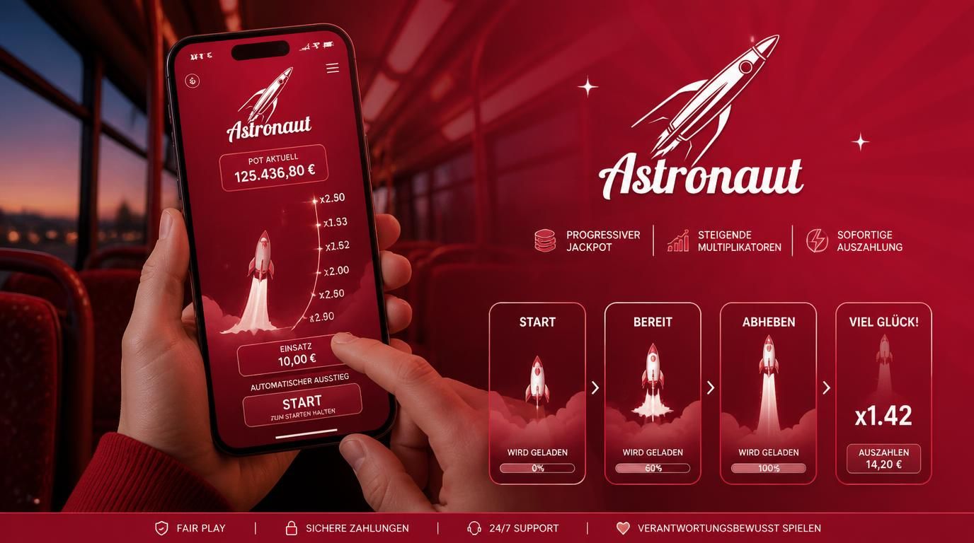 Smartphone zeigt Astronautspiel unterwegs