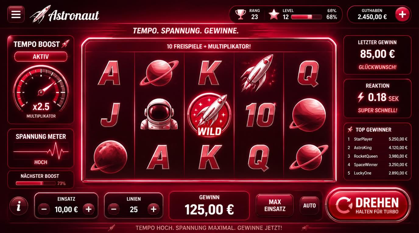 Oberfläche von Vortex-Slot mit klarem Layout und dynamischen visuellen Effekten