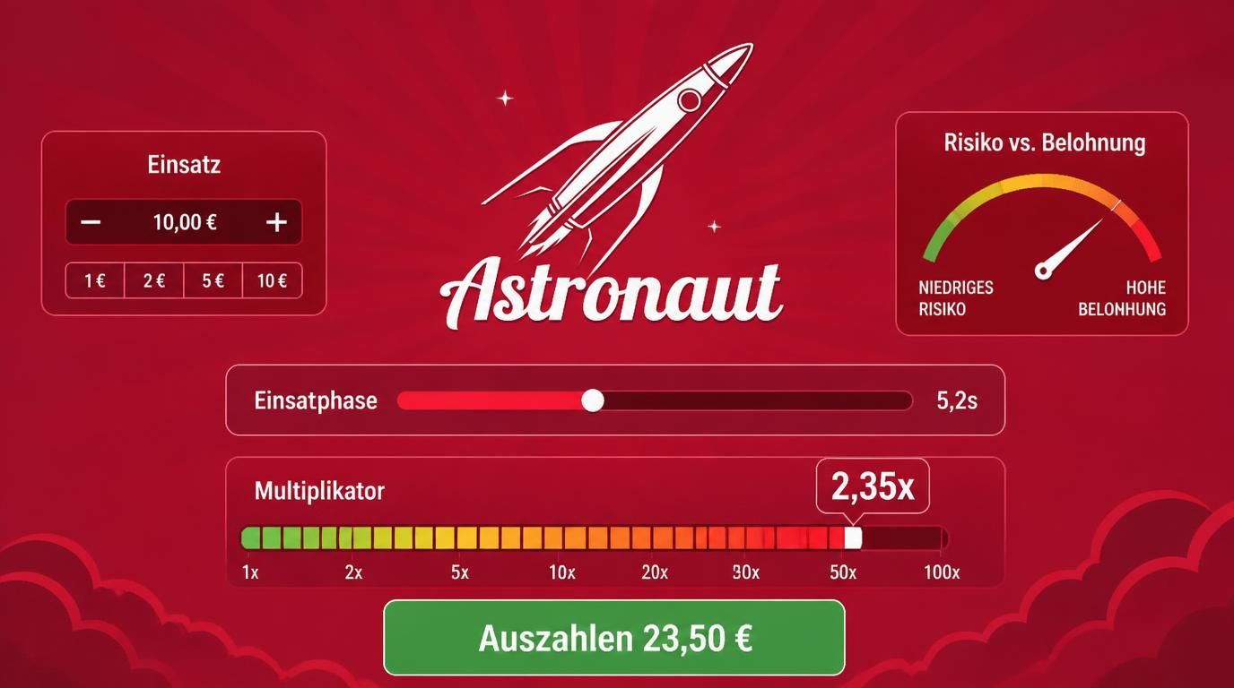 Spielablauf mit Multiplikator, Einsatzwahl und Auszahlungsentscheidungen
